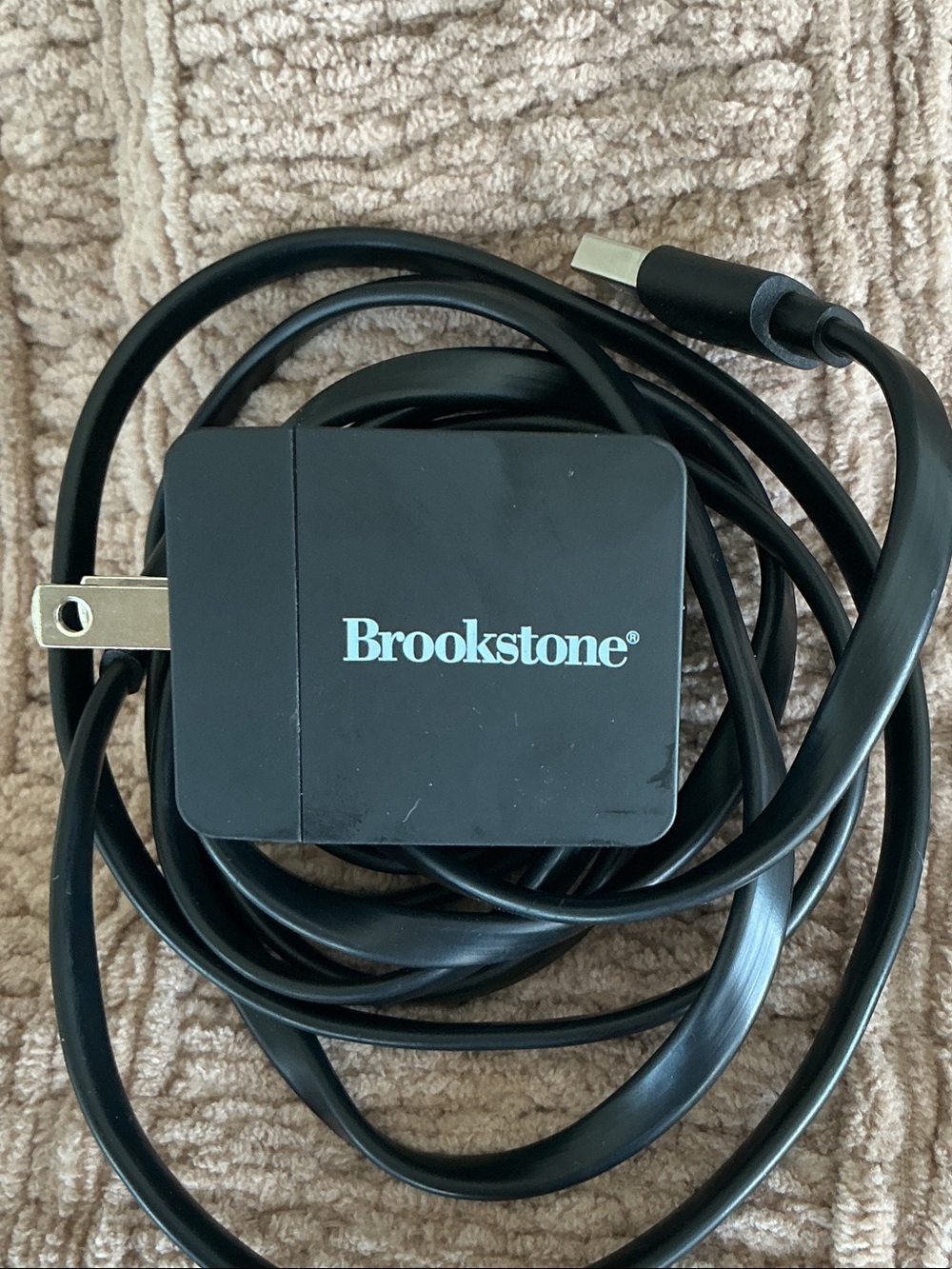Brookstone Black USB-C Charger with Built-In Cable